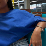 Camiseta básica extragrande azul cobalto