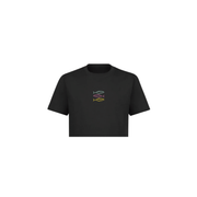 Top corto negro con pez tricolor