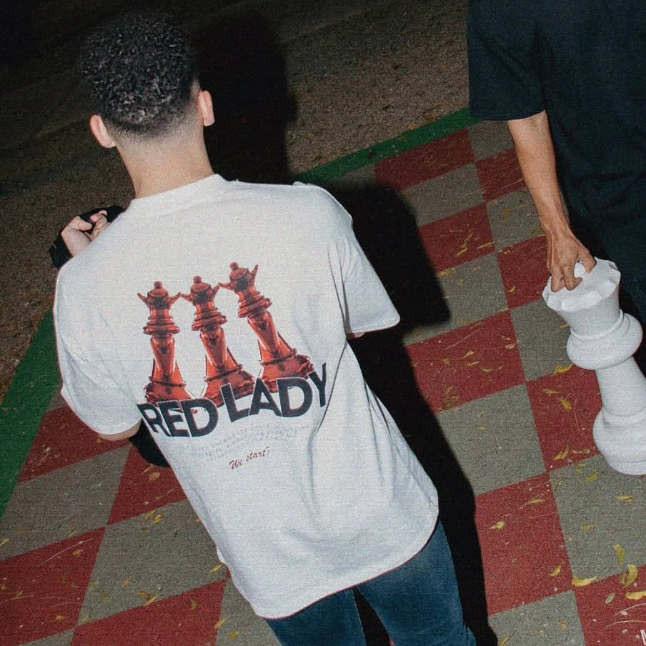 Red Lady White Oversized Tee