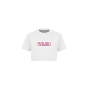 Top corto blanco Malibú rosa