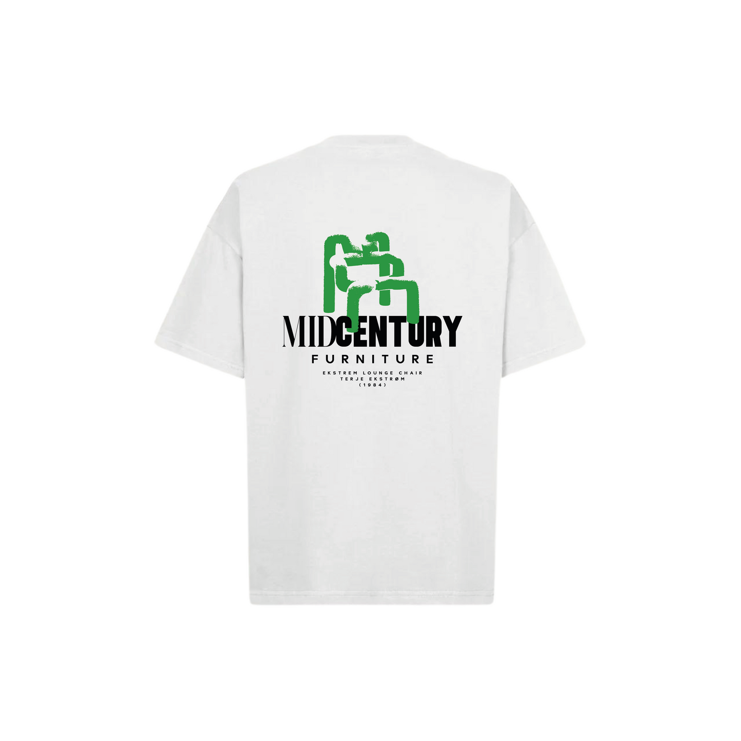 Camiseta extragrande blanca con silla verde Ekstrem