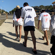 Lobo Beach Blue Fish White Oversized Tee