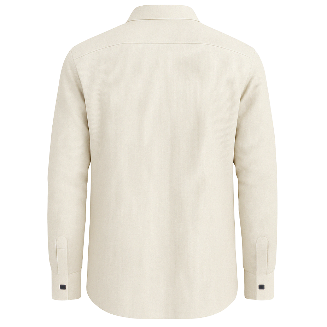 Camisa De Lino Crema, Botones Azules