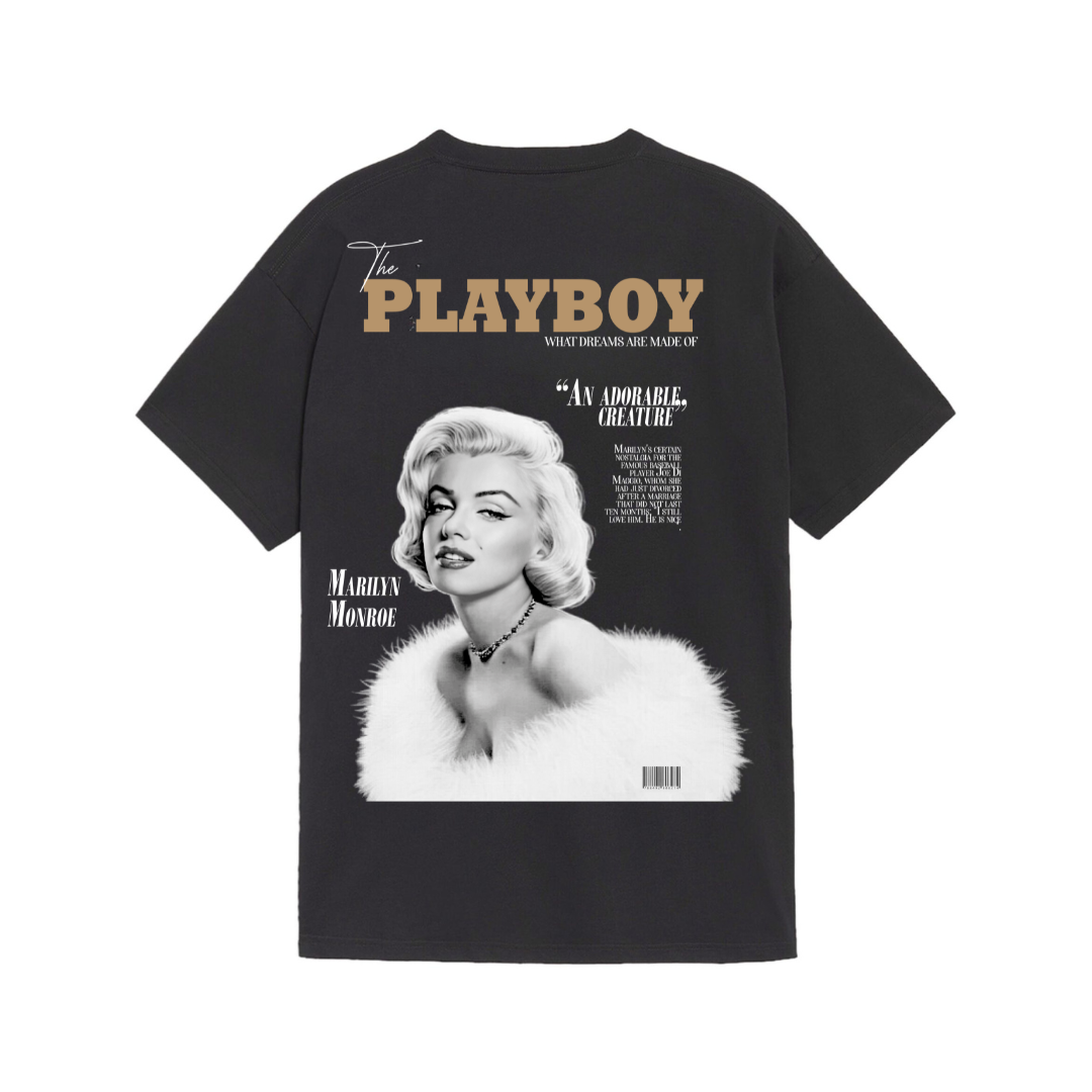 Camiseta extragrande negra con imagen de Marilyn Monroe