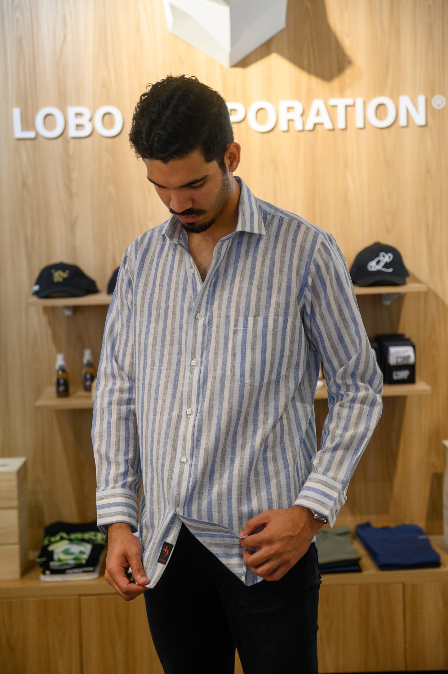 Camisa de lino a rayas